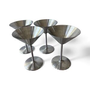 Oggi Stainless Steel Martini Glasses X 4 Coupes Drinkware Barware